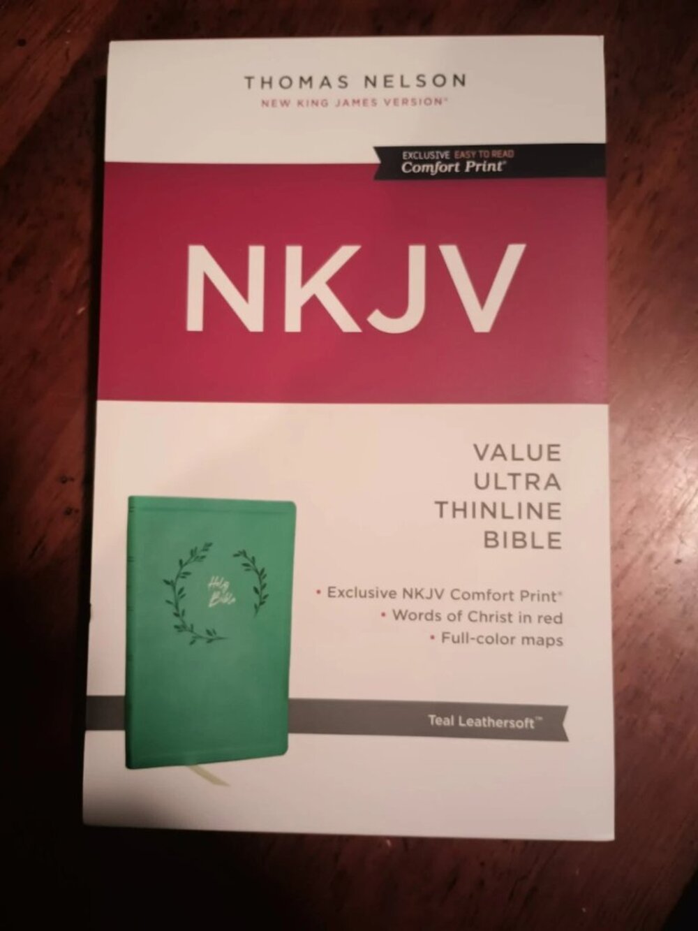 NEW NKJV Holy Bible Value Ultra Thinline, Teal Leathersoft, Red Letter